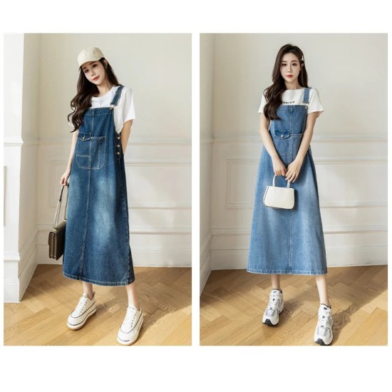 Women Denim Dresses Spring Summer Big Pocket Loose Casual Women Denim Dresses Spring Summer Big Pocket Loose Casual