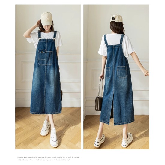 Women Denim Dresses Spring Summer Big Pocket Loose Casual Women Denim Dresses Spring Summer Big Pocket Loose Casual