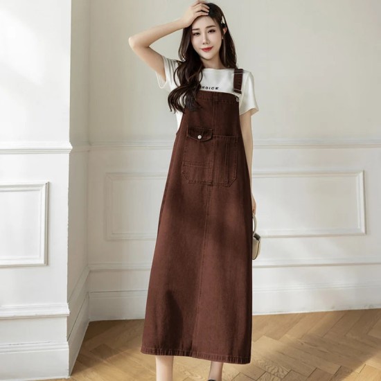 Women Denim Dresses Spring Summer Big Pocket Loose Casual Women Denim Dresses Spring Summer Big Pocket Loose Casual