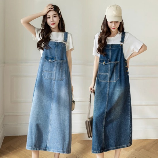 Women Denim Dresses Spring Summer Big Pocket Loose Casual Women Denim Dresses Spring Summer Big Pocket Loose Casual