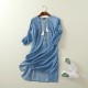Ethnic Embroidery Denim Dresses Wrist Sleeve O-Neck Casual Ethnic Embroidery Denim Dresses Wrist Sleeve O-Neck Casual