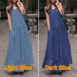 Stylish Denim Blue Dress Women's Summer Sundress Casual
