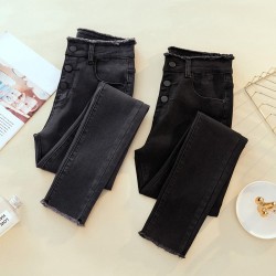 High Waist Ripped Skinny Pencil Jeans