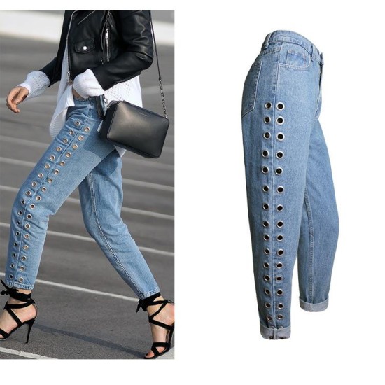 Denim Pants BF Wind High Waist Loose Straight Jeans Denim Pants BF Wind High Waist Loose Straight Jeans