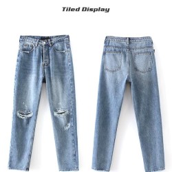 Jeans Boyfriends Large Size Ripped Jeans with High Waist Streetwear