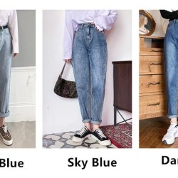 Vintage Harem Jeans Blue High Waist Denim Pants
