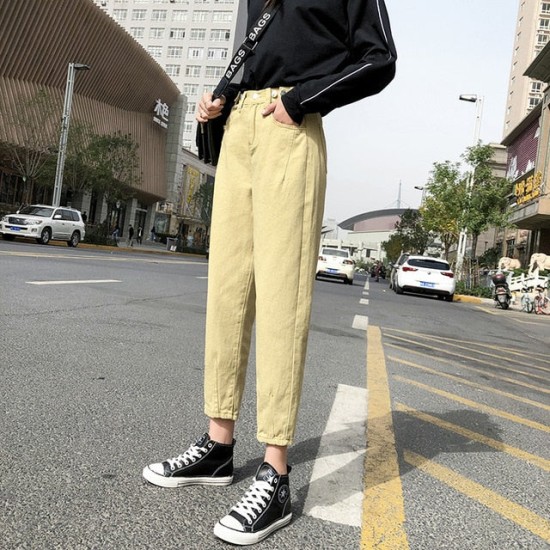 Vintage High Waist Slouchy Green Cotton Mom Jeans Denim Harem Vintage High Waist Slouchy Green Cotton Mom Jeans Denim Harem