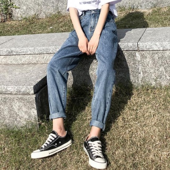 high waist jeans plus size street style elastic waist denim pants high waist jeans plus size street style elastic waist denim pants