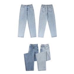 high waist jeans plus size street style elastic waist denim pants