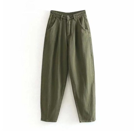 Khaki Female Cargo Pants High Waist Harem Loose Jeans Plus Size Khaki Female Cargo Pants High Waist Harem Loose Jeans Plus Size