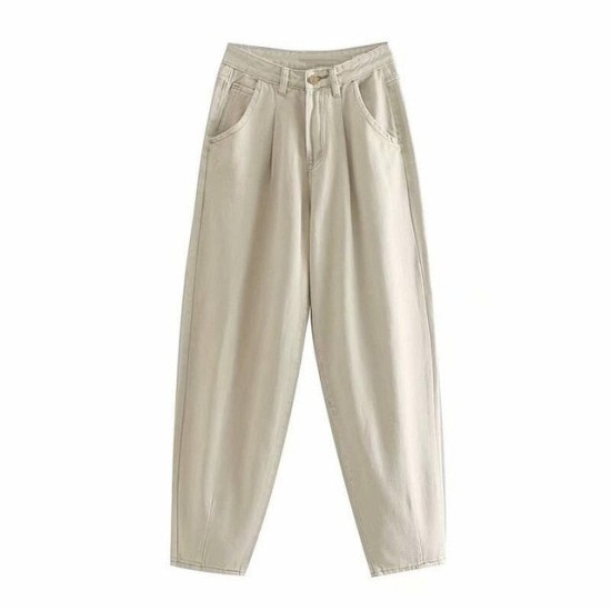 Khaki Female Cargo Pants High Waist Harem Loose Jeans Plus Size Khaki Female Cargo Pants High Waist Harem Loose Jeans Plus Size
