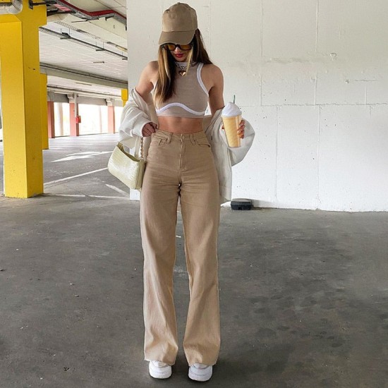 Pants High Waist Stretch Wide Leg Femme Jeans Y2K Casual Light Washed Jean Pants High Waist Stretch Wide Leg Femme Jeans Y2K Casual Light Washed Jean