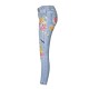 Fashion Floral Embroidery Denim High Waist Straight Vintage Ripped Slim Jean