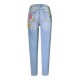 Fashion Floral Embroidery Denim High Waist Straight Vintage Ripped Slim Jean