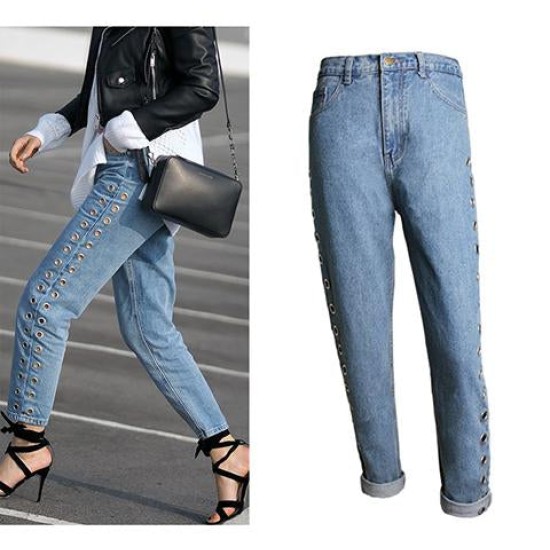 Denim Pants BF Wind High Waist Loose Straight Jeans Denim Pants BF Wind High Waist Loose Straight Jeans