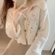 Women Hollow Out Sweet Sweater Buttons Up Cardigan Coat Women Hollow Out Sweet Sweater Buttons Up Cardigan Coat