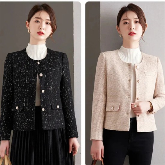 Slim Tweed Wool Blend Short Jackets Elegant Single Breasted Vintage Casual Slim Tweed Wool Blend Short Jackets Elegant Single Breasted Vintage Casual