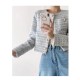 Elegant Tweed Cardigan Short Coat With Pocket Single Breasted Jacket Elegant Tweed Cardigan Short Coat With Pocket Single Breasted Jacket