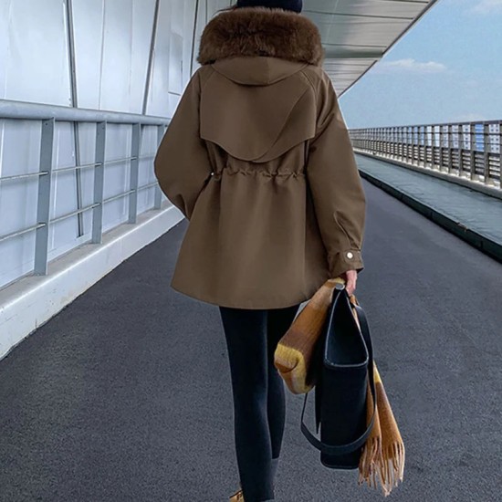 Women Zipper Warm Hooded Parkas Long Sleeve Waist Coat Women Zipper Warm Hooded Parkas Long Sleeve Waist Coat
