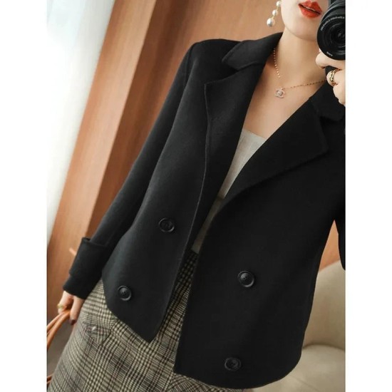 Double-Sided Wool Coat Women's Short Casual Tweed Suit Jacket Double-Sided Wool Coat Women's Short Casual Tweed Suit Jacket