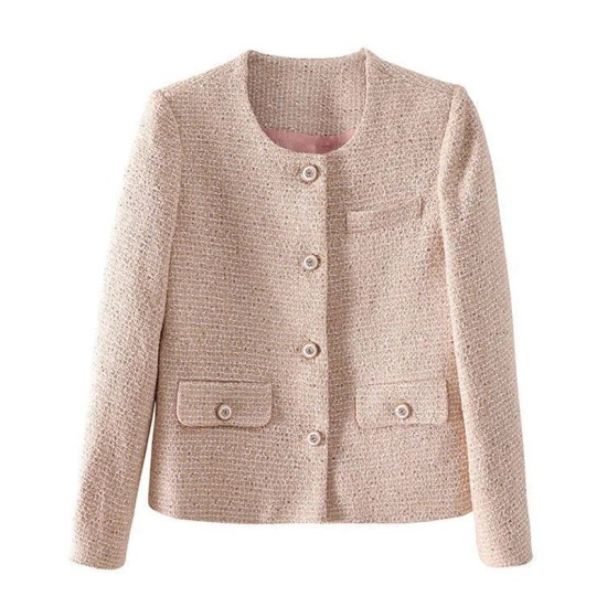 Slim Tweed Wool Blend Short Jackets Elegant Single Breasted Vintage Casual Slim Tweed Wool Blend Short Jackets Elegant Single Breasted Vintage Casual