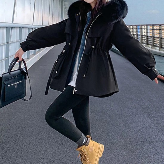 Women Zipper Warm Hooded Parkas Long Sleeve Waist Coat Women Zipper Warm Hooded Parkas Long Sleeve Waist Coat