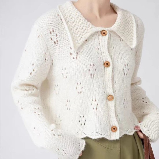 Women Hollow Out Sweet Sweater Buttons Up Cardigan Coat Women Hollow Out Sweet Sweater Buttons Up Cardigan Coat