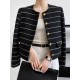 Women's Striped Flap Coat Fashion Tweed Jackets Women's Striped Flap Coat Fashion Tweed Jackets