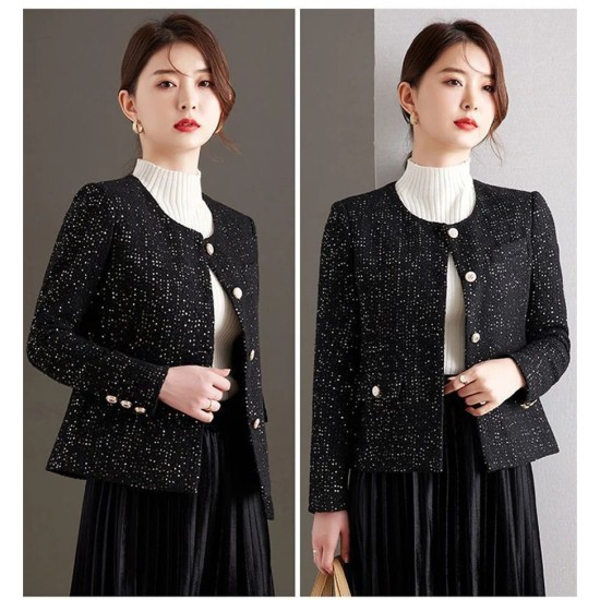 Slim Tweed Wool Blend Short Jackets Elegant Single Breasted Vintage Casual Slim Tweed Wool Blend Short Jackets Elegant Single Breasted Vintage Casual