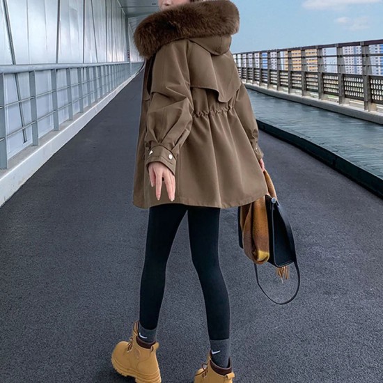 Women Zipper Warm Hooded Parkas Long Sleeve Waist Coat Women Zipper Warm Hooded Parkas Long Sleeve Waist Coat