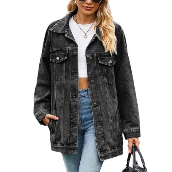 Vintage Denim Jacket Single-breasted Cardigan Coat Fashion Casual Vintage Denim Jacket Single-breasted Cardigan Coat Fashion Casual