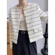 Women's Striped Flap Coat Fashion Tweed Jackets Women's Striped Flap Coat Fashion Tweed Jackets