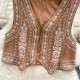 Vintage Bohemian Casual Distressed Sleeveless Chic Embroidery Lady Top Vintage Bohemian Casual Distressed Sleeveless Chic Embroidery Lady Top