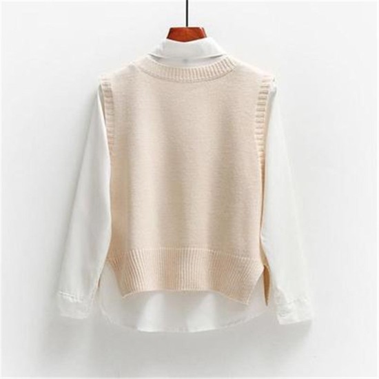 Vest Women Solid Short Loose Trendy Style Sleeveless Vest Women Solid Short Loose Trendy Style Sleeveless