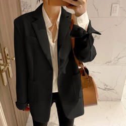 Solid Color Single Breasted Casual Blazers Jackets Office Work Suit