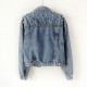 Fashion Women’s Denim Jacket Full Sleeve Loose Button Pearls Short Fashion Women’s Denim Jacket Full Sleeve Loose Button Pearls Short