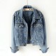 Fashion Women’s Denim Jacket Full Sleeve Loose Button Pearls Short Fashion Women’s Denim Jacket Full Sleeve Loose Button Pearls Short