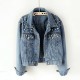 Fashion Women’s Denim Jacket Full Sleeve Loose Button Pearls Short Fashion Women’s Denim Jacket Full Sleeve Loose Button Pearls Short
