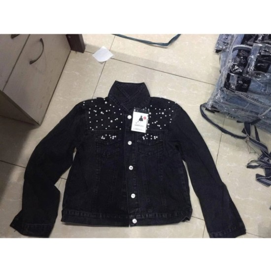 Fashion Women’s Denim Jacket Full Sleeve Loose Button Pearls Short Fashion Women’s Denim Jacket Full Sleeve Loose Button Pearls Short