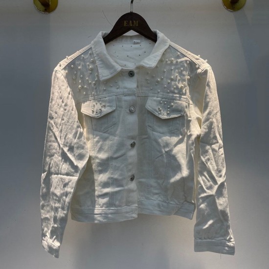 Fashion Women’s Denim Jacket Full Sleeve Loose Button Pearls Short Fashion Women’s Denim Jacket Full Sleeve Loose Button Pearls Short