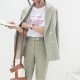 Vintage Double Breasted Pant Suit Light Green Notched Blazer & High Waist Pant Vintage Double Breasted Pant Suit Light Green Notched Blazer & High Waist Pant