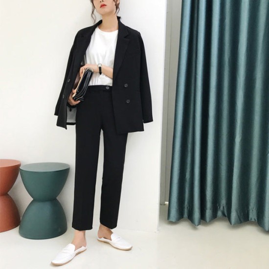 Vintage Double Breasted Pant Suit Light Green Notched Blazer & High Waist Pant Vintage Double Breasted Pant Suit Light Green Notched Blazer & High Waist Pant
