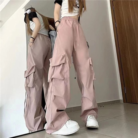 Women Y2K Cargo Pants Casual High Waist Big Pockets Hip Hop Trousers Women Y2K Cargo Pants Casual High Waist Big Pockets Hip Hop Trousers