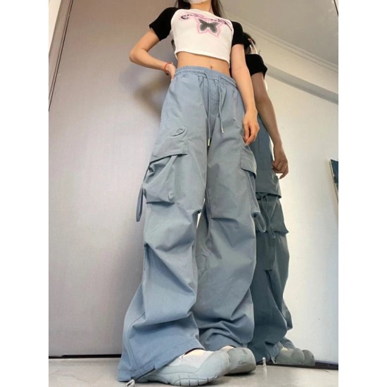 Women Y2K Cargo Pants Casual High Waist Big Pockets Hip Hop Trousers Women Y2K Cargo Pants Casual High Waist Big Pockets Hip Hop Trousers