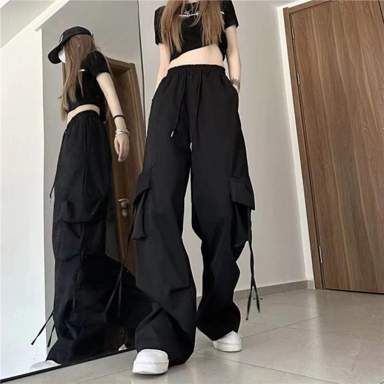 Women Y2K Cargo Pants Casual High Waist Big Pockets Hip Hop Trousers Women Y2K Cargo Pants Casual High Waist Big Pockets Hip Hop Trousers