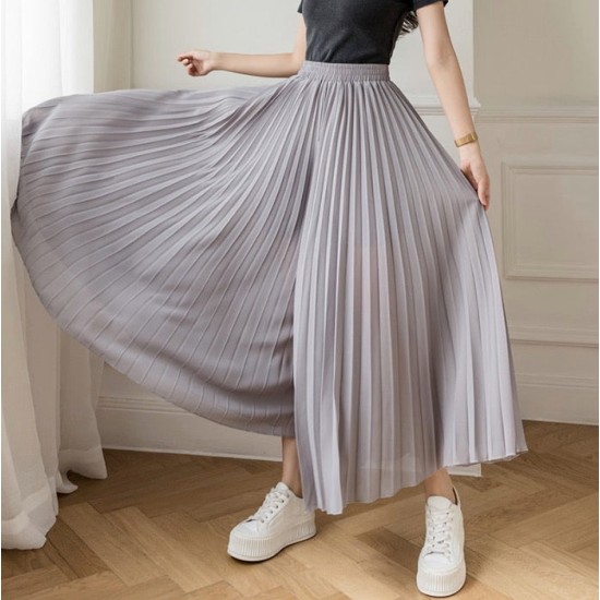 Loose Pleated Chiffon Pants Elastic High Waist Thin Wide Leg Pants Loose Pleated Chiffon Pants Elastic High Waist Thin Wide Leg Pants