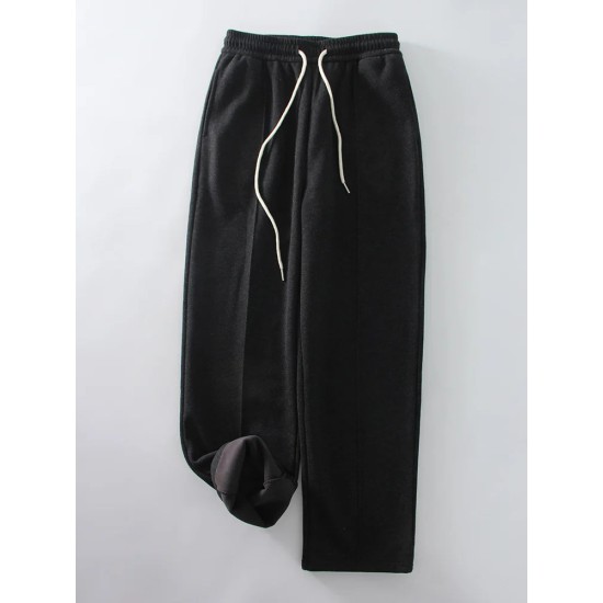 Wool Pants With Fleece Trousers High Waist Velvet Straight Leg Pants