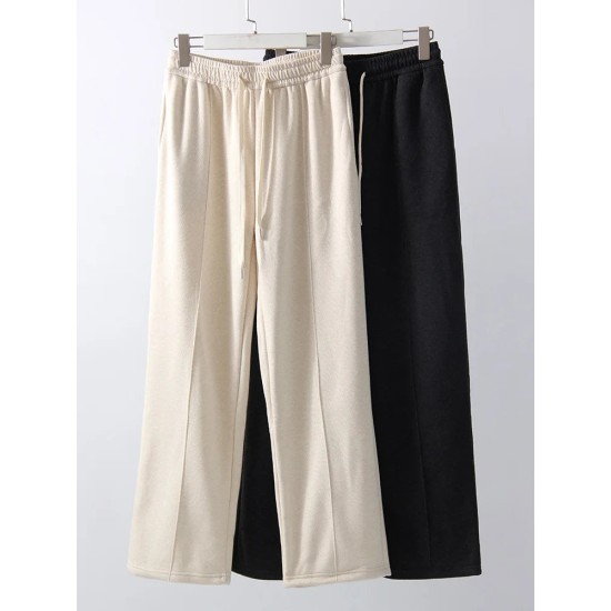 Wool Pants With Fleece Trousers High Waist Velvet Straight Leg Pants