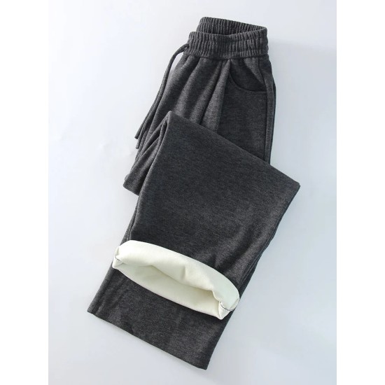 Loose Fleece Pants Women Wide Leg Thick Velvet Casual Trousers Loose Fleece Pants Women Wide Leg Thick Velvet Casual Trousers