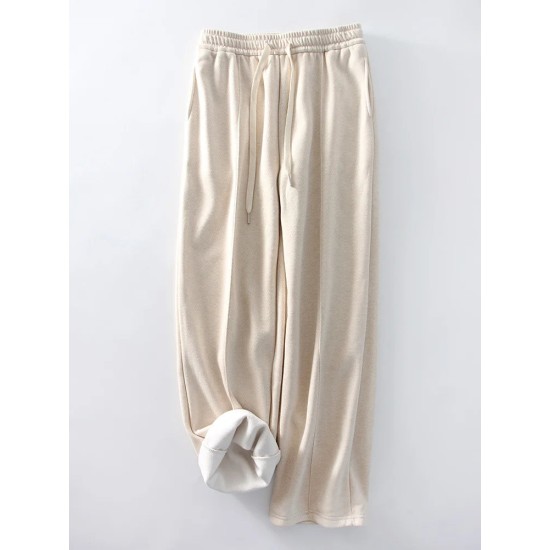 Wool Pants With Fleece Trousers High Waist Velvet Straight Leg Pants